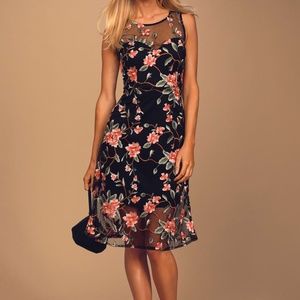 Headliner Black Embroidered Sleeveless Midi Dress